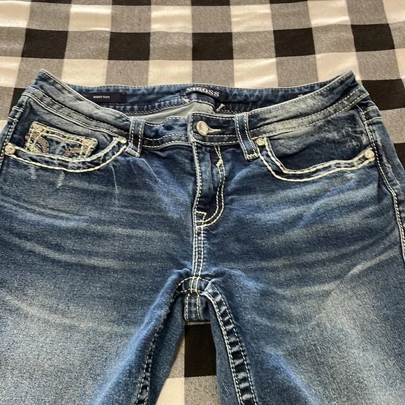 Vigoss Heritage Fit Long Bermuda Jean Shorts Size 10 x 11 Thick Stitch Metallic